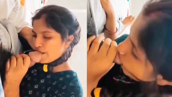Beautiful bhabhi apne devar ka lund muh me leke maze se chus rahi hai